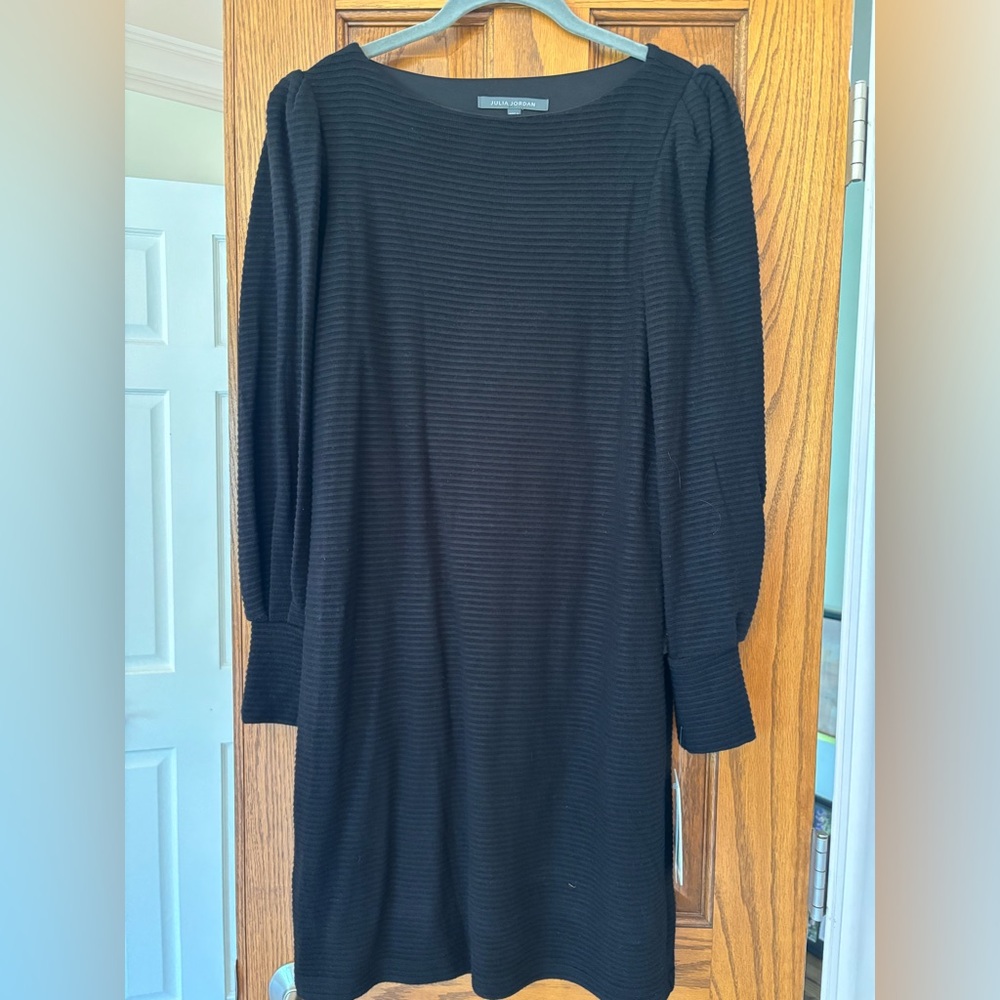 Julia Jordan Black Ribbed Mock Neck Dress